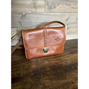 PATRICIA NASH Bianco Brown Leather Suede Crossbody Wristlet Wallet Bag Purse